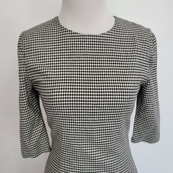 Alice + Olivia Delora Mini Dress Houndstooth Sheath Wool Graphic Women 4 - Picture 5 of 13